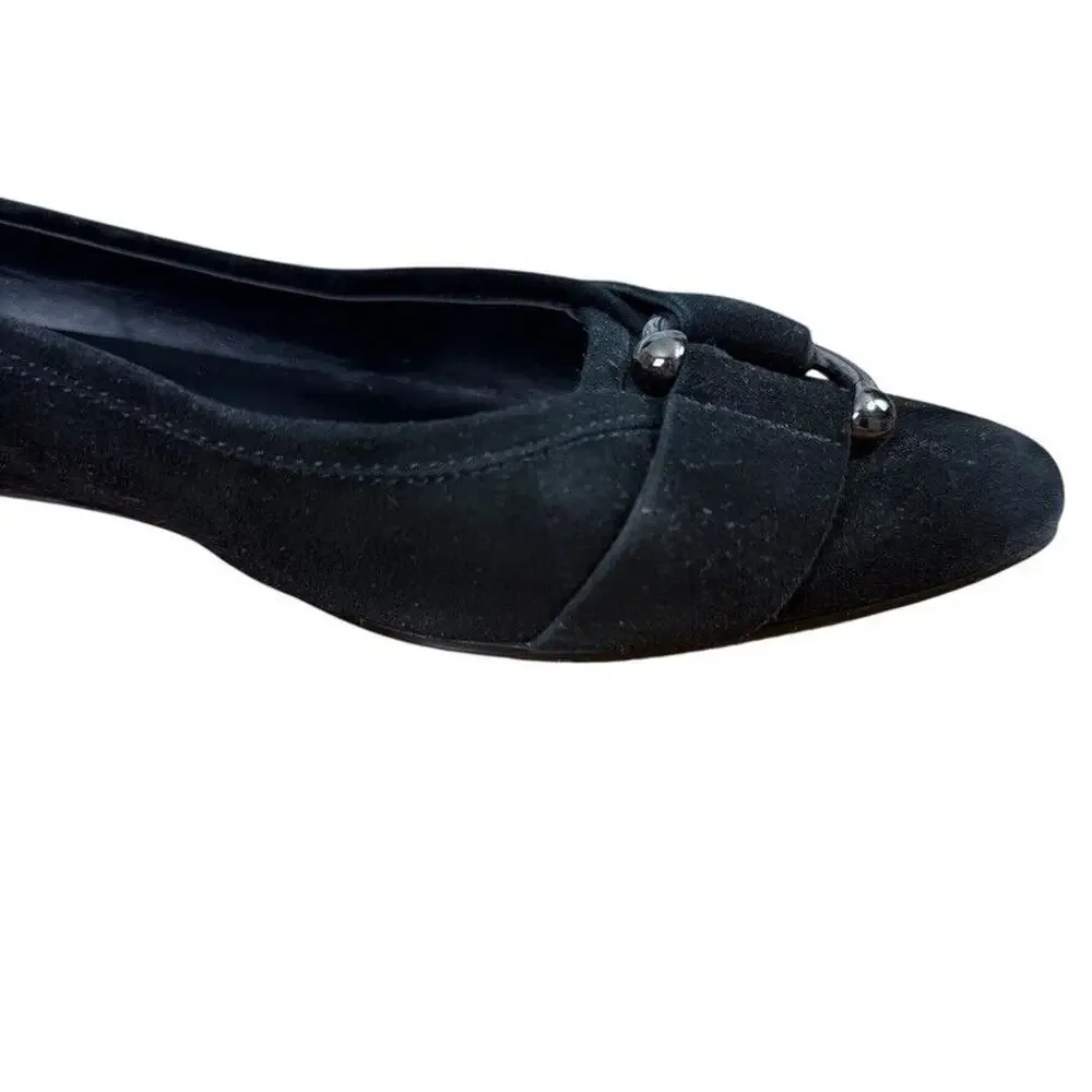 Vaneli Van Eli Kemen Women Black Suede Leather Slip On Flats Shoes Point Toe 9W